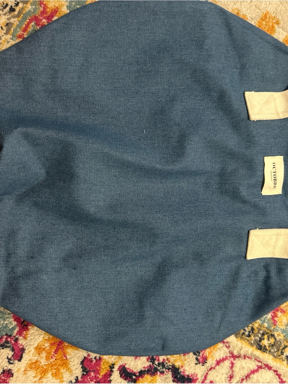 Octobre Editions Blue Canvas Tote with Natural Straps